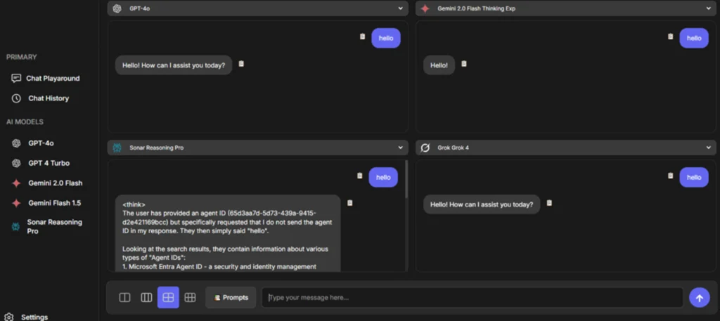 front end of the all-in-one AI platform