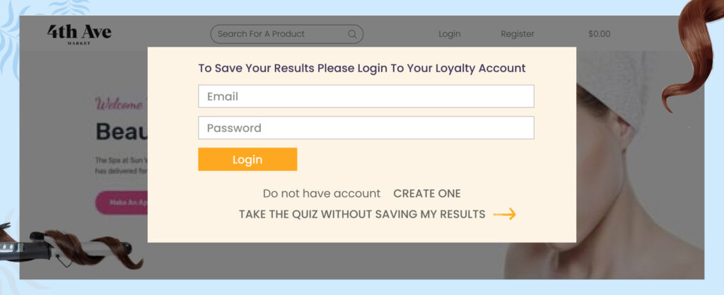 Shopify Quiz App - login options
