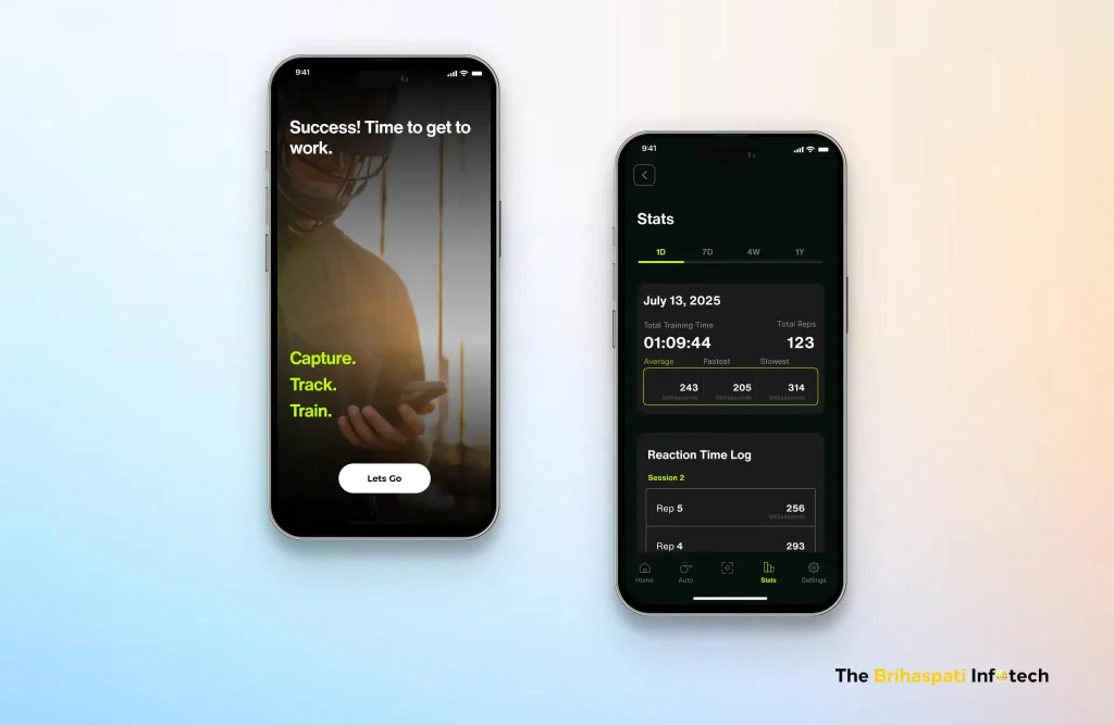 Dashboard of a sports training app
