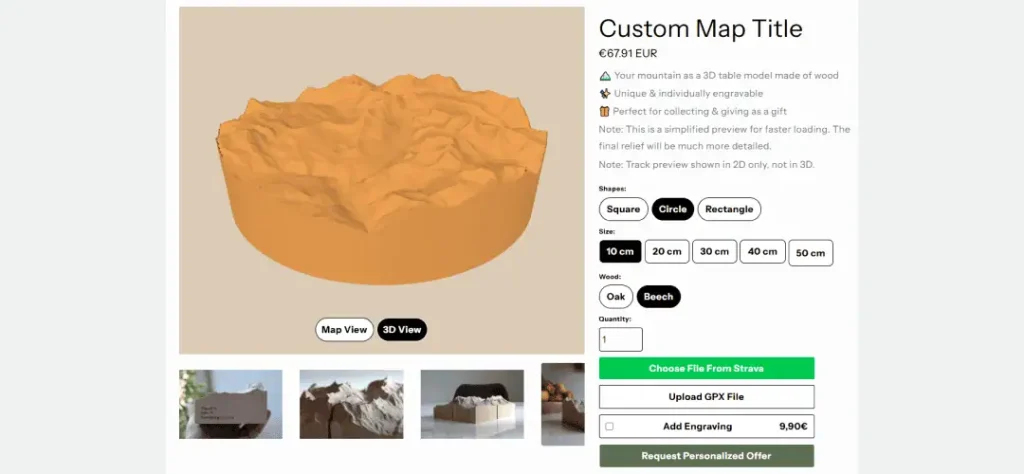 Real‑Time 3D Terrain Preview in custom 3D printed map Shopify app