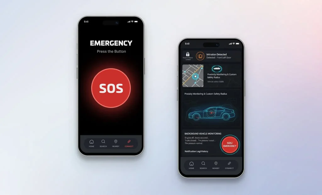 Emergency Button feature in Car alarm app