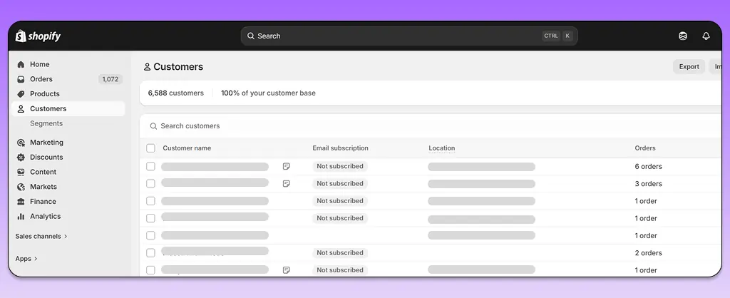 Customer detail on Shopify Post Migration