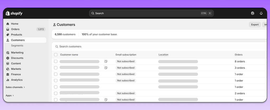 Customer detail on Shopify Post Migration