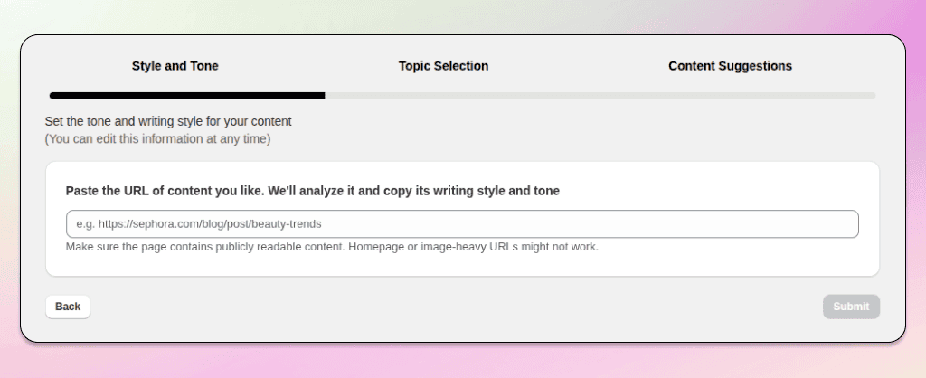 Get blog tone similar to the shared sample