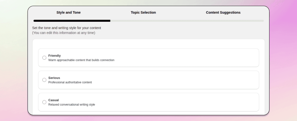 Choose blog tone from predefined options