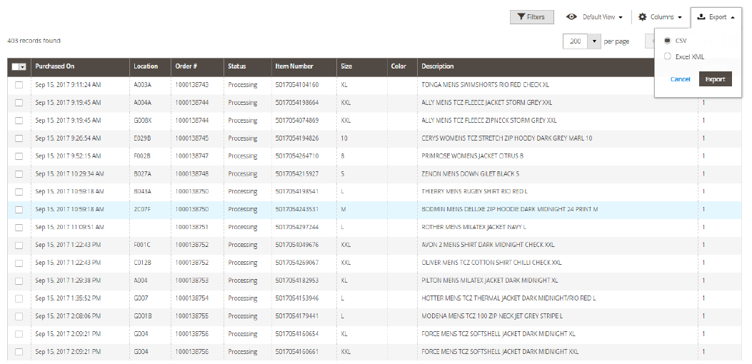 magento custom order listing