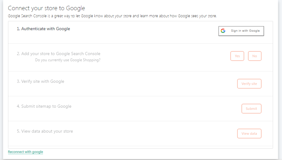 Shopify google console integration